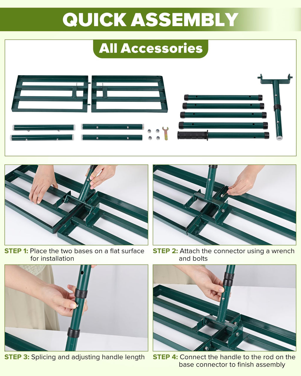 30 Inch Lawn Leveling Rake with 78'' Adjustable Handle for Backyard/Garden