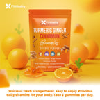 Premium 60 Turmeric Ginger Cinnamon Gummies – with Vitamin E, B12, Magnesium, Black Pepper Extract & Vitamin D3 – Orange Fruit Flavor - Vegan Gummies