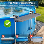 Arlierss Pool Bar for Above Ground Pool, Swim Up Bars for Pool, 47" x 12" Pool Side Table with 90 lbs Capacity, Poolside Bar Clip-On Foldable Tabletop Easy Install