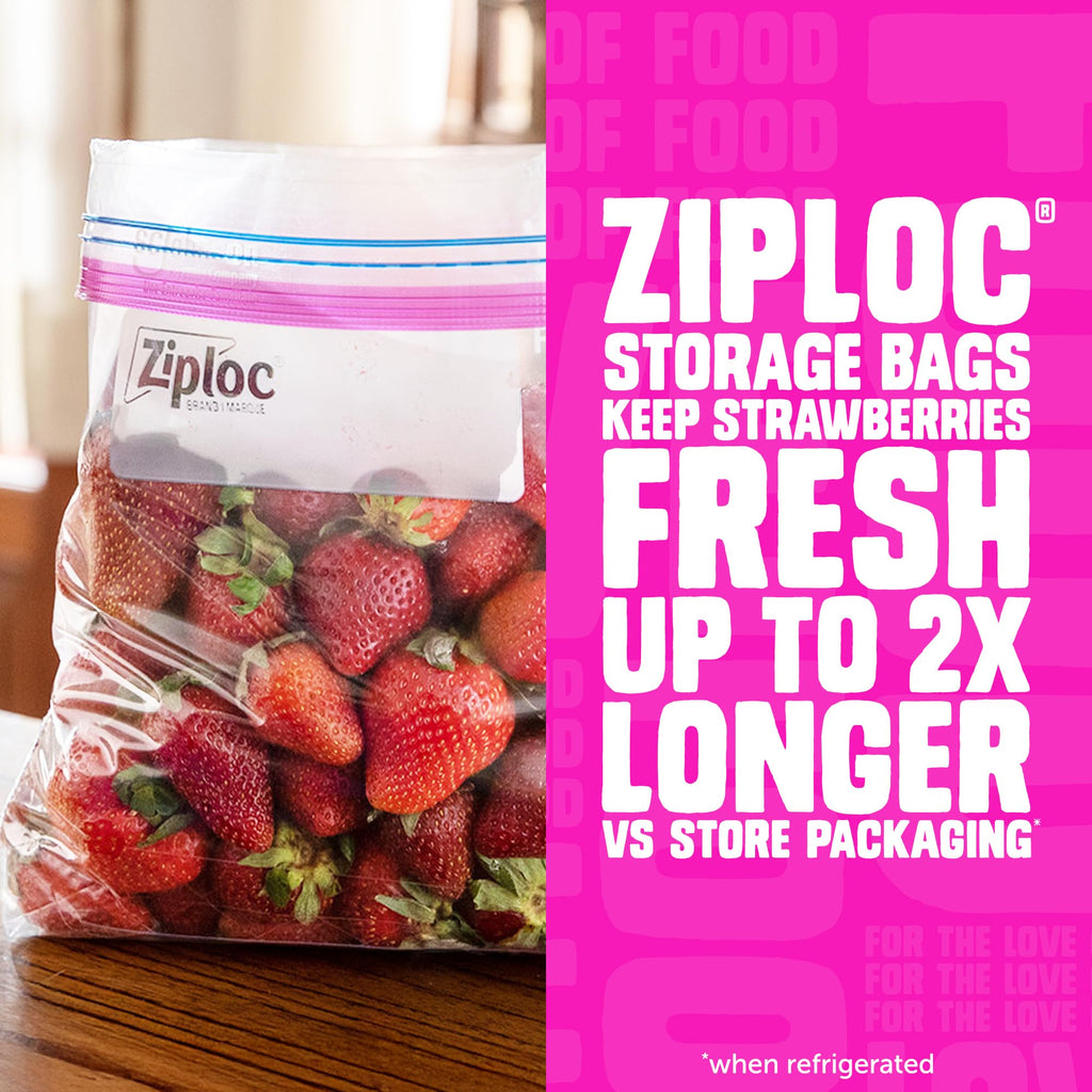 Ziploc Gallon Food Storage Bags, Stay Open Design with Stand-Up Bottom, Easy to Fill, 162 Count