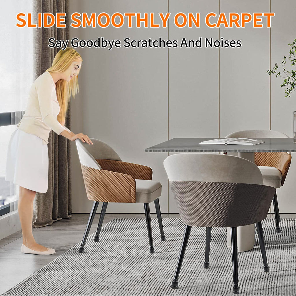 Ezprotekt 24 Pcs Chair Sliders for Carpet, Chair Glides for Carpet, Round Carpet Teflon Furniture Pads, Bar Stool Leg Protectors Caps, Furniture Sliders for Table, Chair (L Fit: 1-1/10" to 1-3/10")