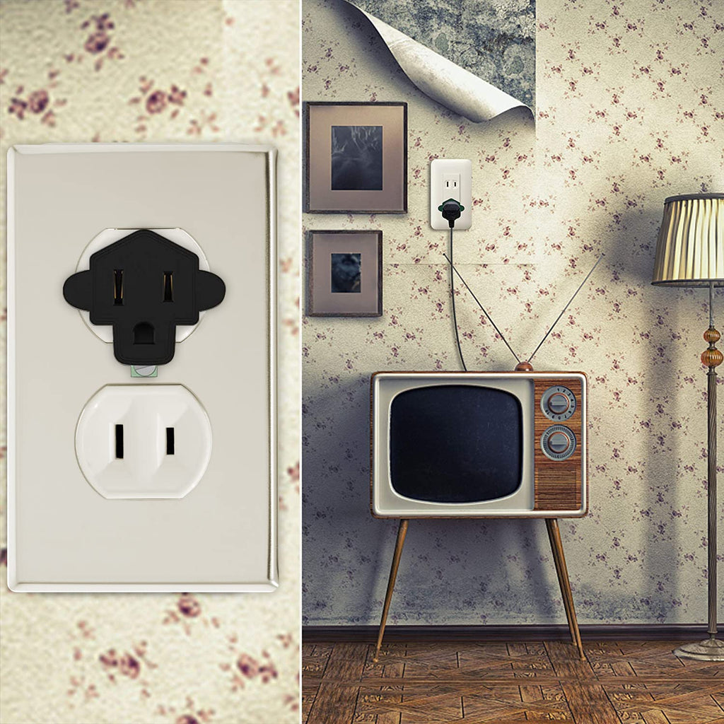 JACKYLED 3 Prong to 2 Prong Grounding Adapter Wall Outlet Converter, 2 Prong Power Adapter Fireproof Material 392℉ Resistant Heavy Duty for Household, Electrical, Indoor Use Only, Black, 10 Pack