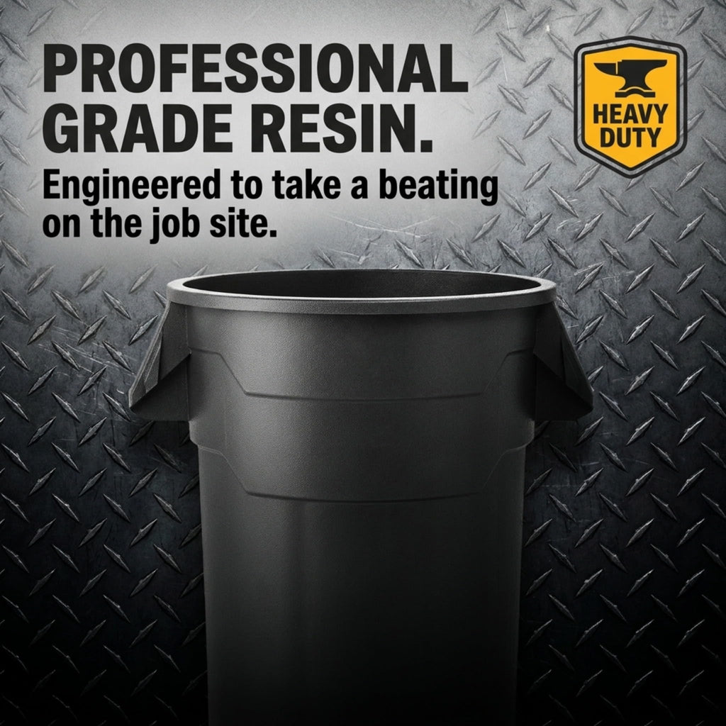 Kleen Commercial Brute Heavy-Duty Round Trash Can, 44-Gallon, Gray, Utility Garbage Container, Landscapers/Construction Sites/Restaurants/Offices/Warehouses Made in USA
