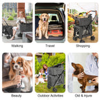 LPOTIUS Double Pet Stroller with Detachable Carrier for Medium Small Dogs and Cats, Lightweight Dog Stroller Travel Carriage with No-Zip Canopy Storage Basket One-Click Folding and One-Foot Brake