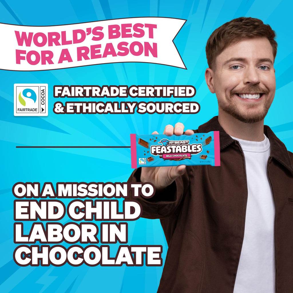MrBeast Feastables Milk Chocolate Bar, King Size, 10 Count, Fairtrade Cocoa