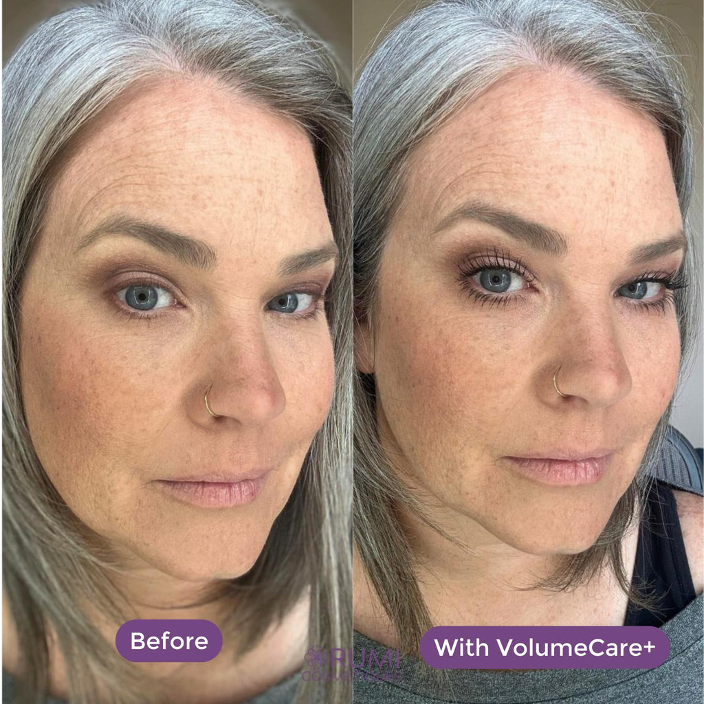 Rumi Cosmetiques VolumeCare+ Mascara For Mature Women - Extreme Length and Volume 2-in-1 Formula - No Clumps or Flaking, Long-Wearing, Hypoallergenic Mascara For Sensitive Eyes (Natural Black)