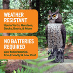 Dalen Large Rotating Head Fake Owl Decoy to Scare Birds Away - 18” Tall - Garden Scarecrow Owl with 360º Rotating Head