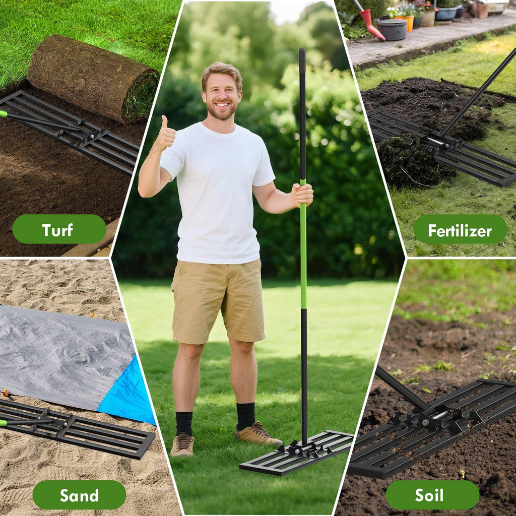 Seeutek Lawn Leveling Rake, 45" x 10" Heavy Duty Ground Leveler