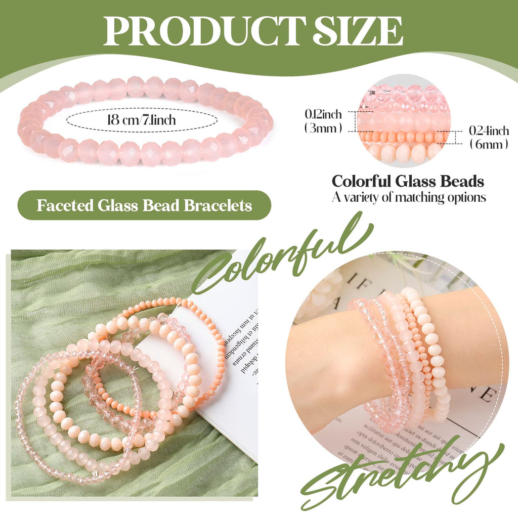 Junkin 60 Pcs Crystal Beaded Bracelets Bulk for Women Bohemian, Multicolor