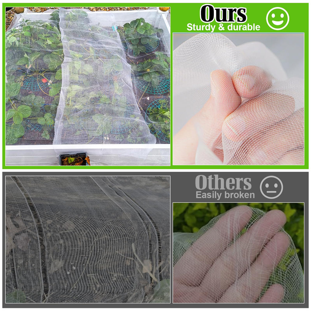 13'x32.8' Garden Netting for Strawberry Plants HDPE Fine Strawberry Bird Netting for Raised Bed Row Cover Screen Mesh Net for Fruit Tree Vegetable Flowers Large Area Garden Protection
