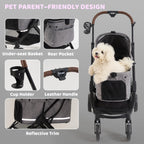 Kicari All-Terrain Dog Stroller for Small to Medium Dogs, Pet Stroller for Dogs & Cats Outdoor Walks, One-Hand Easy Fold, Double-Layer Anti-UV & Waterproof Canopy & Breathable Mesh, Charcoal Gray