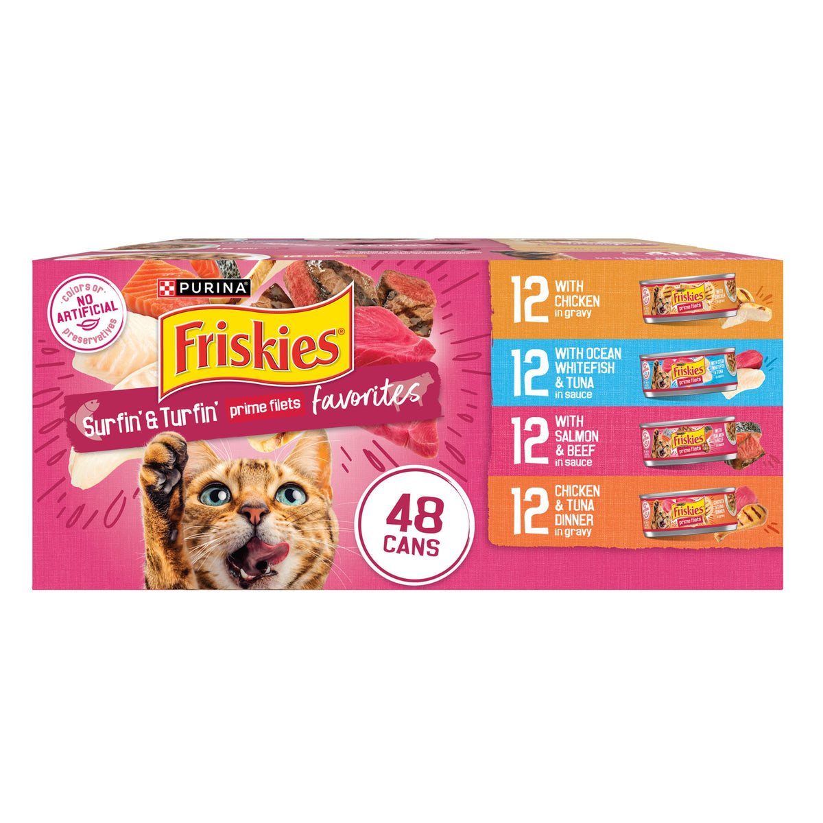 Purina Friskies Prime Filets Cat Food Variety Pack, 48 Ct Cans