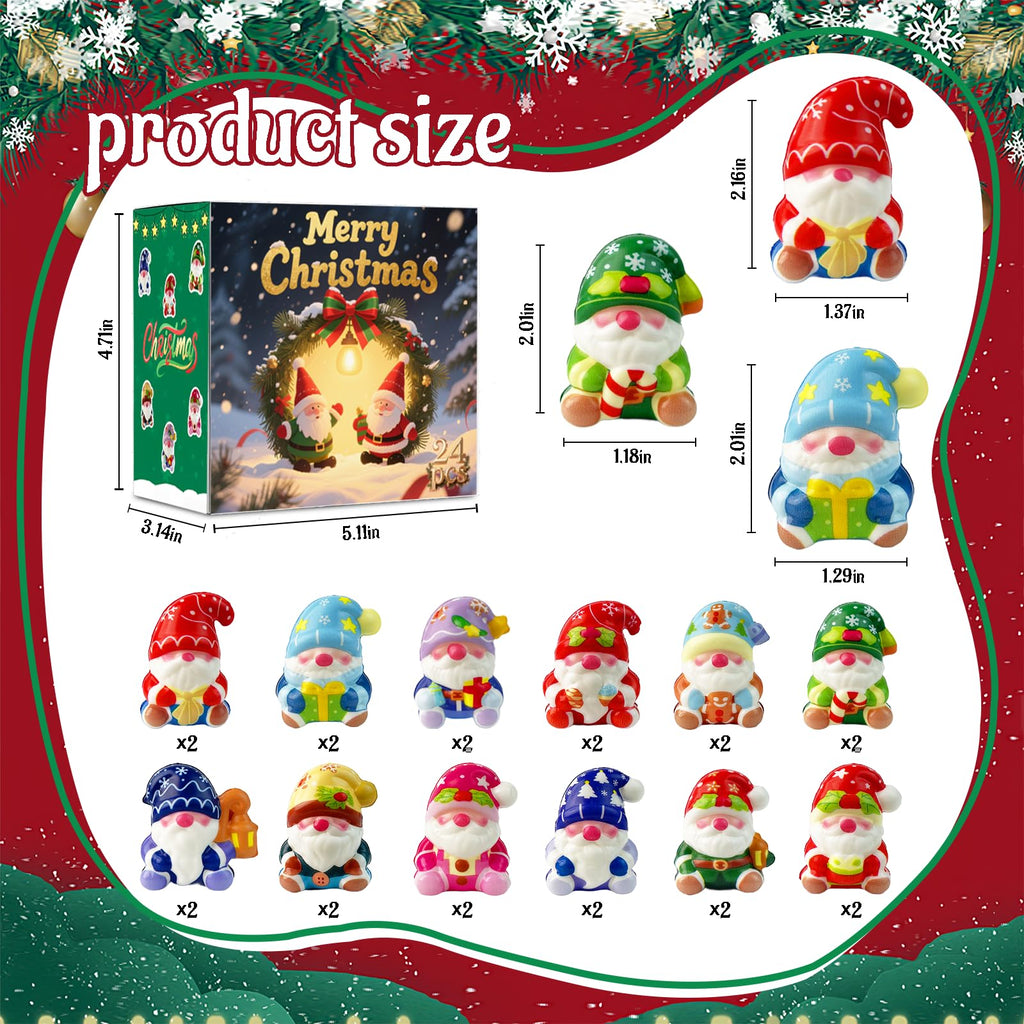 24Pcs Christmas Gnome Stress Balls Bulk,Mini Christmas Slow Rising Stress Relief Squishies Fidget Toys for Adults,Christmas Party Favors,Stocking Stuffers Gifts Goodie Bag Fillers