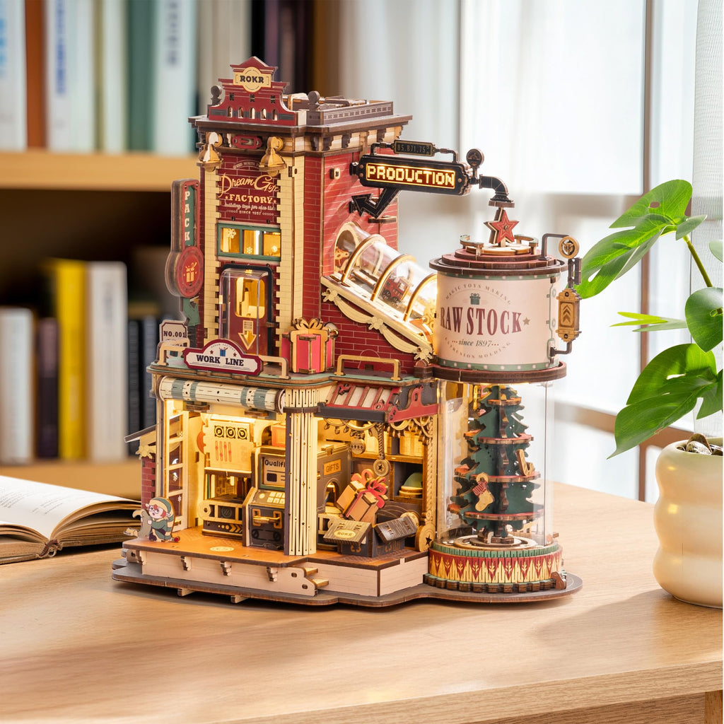 ROKR 3D Puzzle for Adults Christmas Dream Gift Factory DIY Miniature House