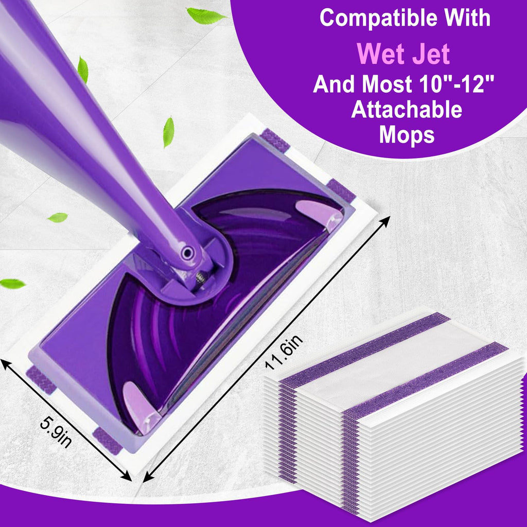 40 Count Disposable Wet Pads Refill for Wet Jet Spray Mop, Wet Jet Pads Refills for Multi Surface, Disposable Wet Jet Hardwood Floor for Wet Pads Refill, Thickness & Absorbent