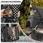 MoNiBloom 3 Wheels Pet Dog Cat Stroller for Small Medium Dogs Cats, Foldable Jogger Stroller w/Storage Basket and Cup Holder, Black Polka Dots