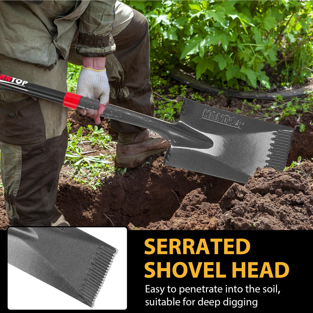 HANTOP Sharp Blade Garden Spade Shovel Flat Spades for Gardening and Edging