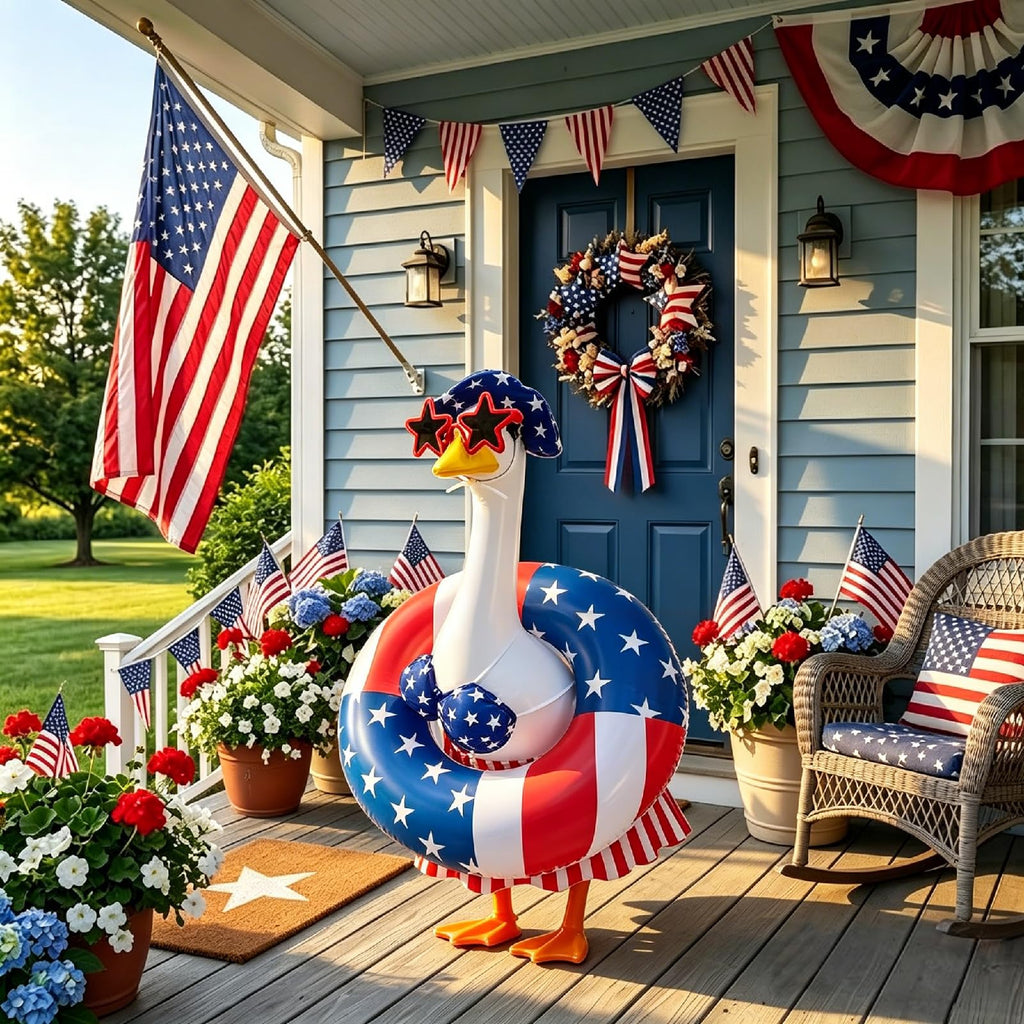 Jovoria 4th of July Patriotic Porch Goose Outfits for 23 Inch Lawn Statue