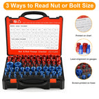 Comfylichi 66 Pcs Nut and Bolt Thread Checker - 34 Standard & 32 Metric, Detachable Bolt Size Finder Tool, Screw and Nut Identifier Thread Gauge Especially for Tight Spaces
