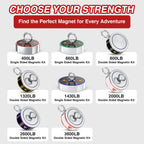 3600LB’s Complete Magnet Fishing Kit | Double Sided Fishing Magnet Kit with Case | Includes Strong Neodymium N52 Magnets, Durable 65ft Rope, Carabiner, Gloves, Grappling Hook & Carry Case