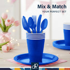 DecorRack Blue Plastic Cups, 12 oz Disposable Cups, Reusable Party Supplies (120 Count)