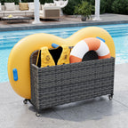 SunSwell Wicker Pool Float Storage Organizer, Rattan Outdoor Float Holder Poolside Storage Basket Caddy Cart for Floaties, Noodles, Life Vests，1 Open Compartment1