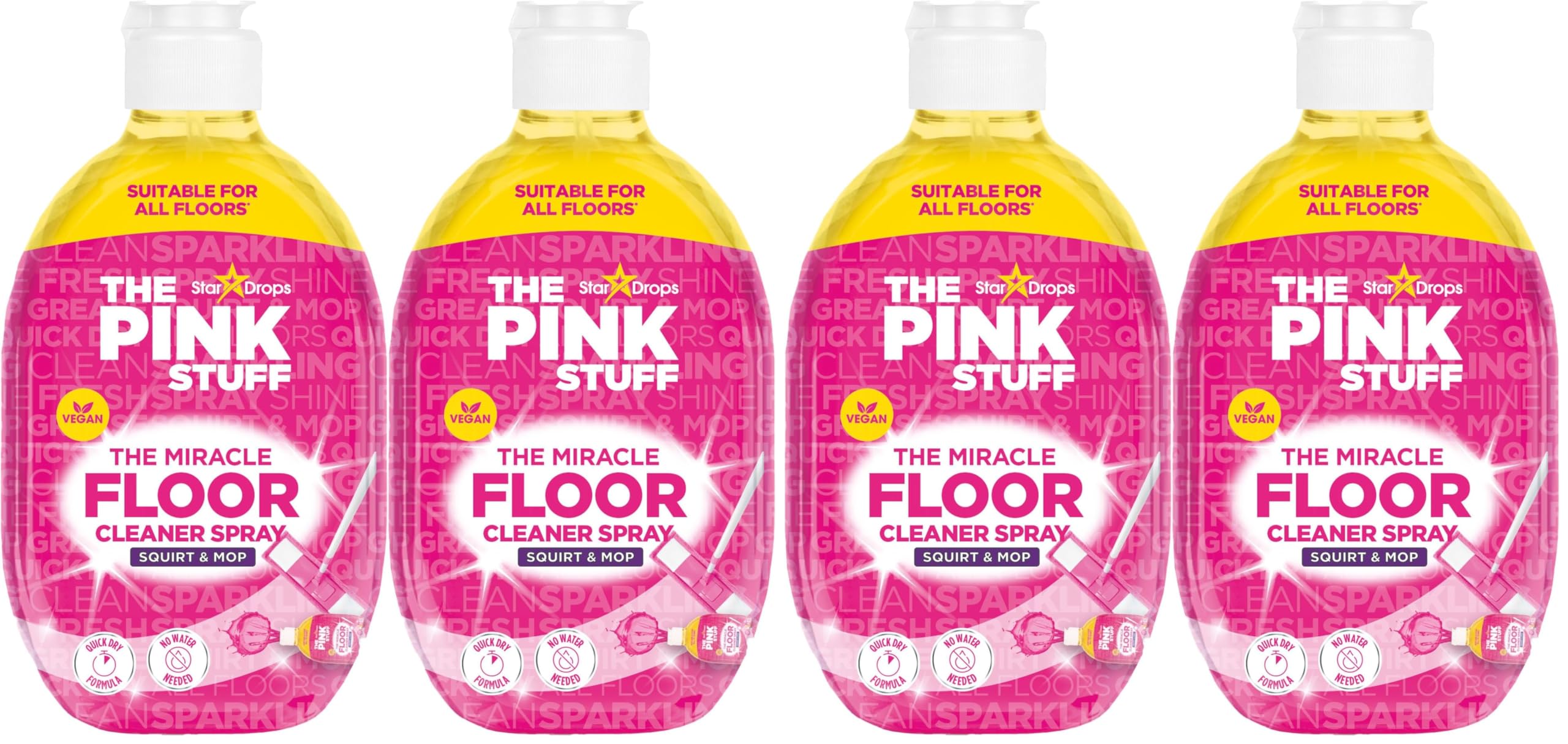 Stardrops - The Pink Stuff - The Miracle Floor Cleaner Spray - Squirt and Mop, (Pack of 4)