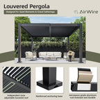 AirWire 10x12 FT Louvered Pergola Dark Gray