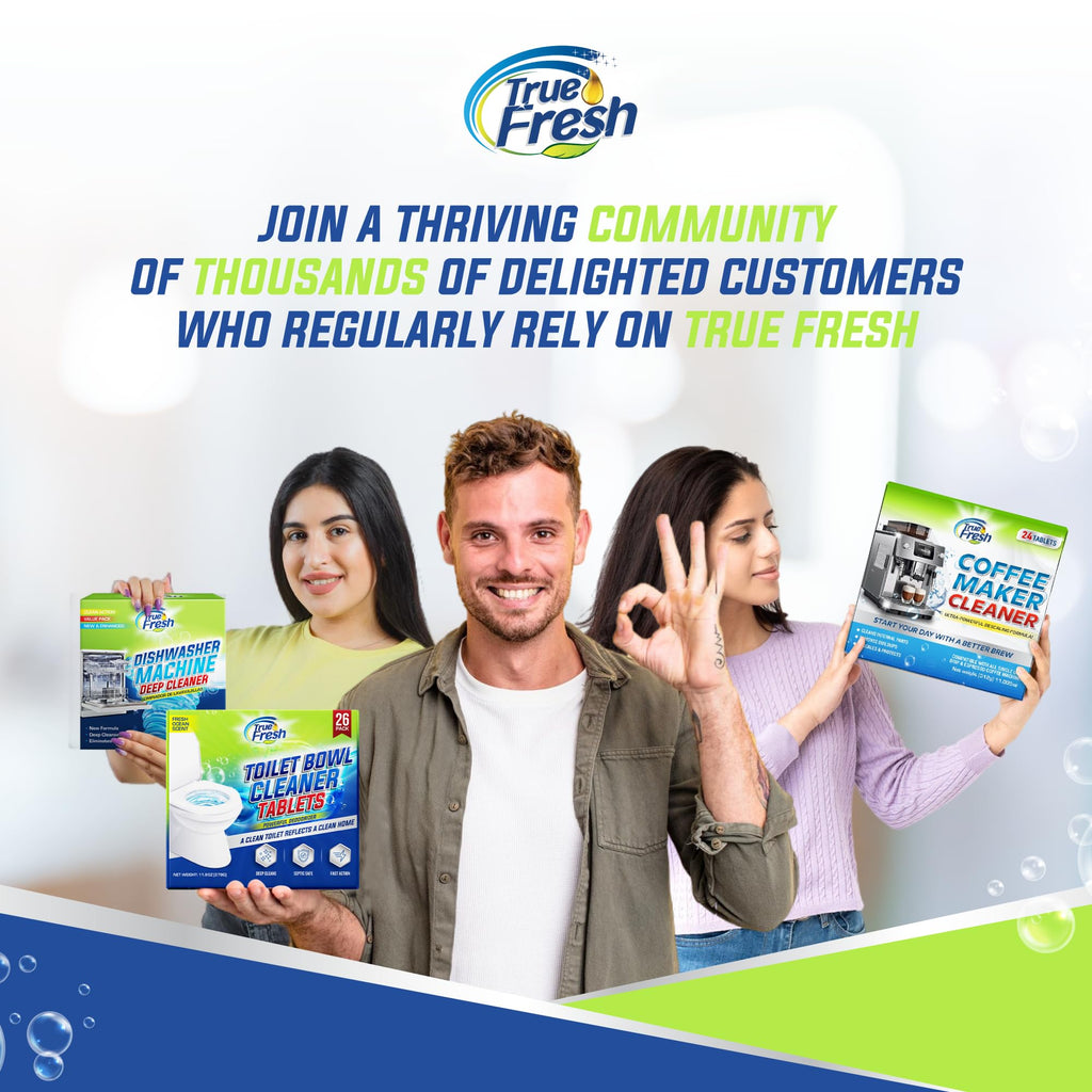True Fresh Toilet Bowl Cleaner Tablets 26 Pack – Deodorizer & Septic Safe – Deep Cleaning, Odor Eliminator, Stain Remover for Long-Lasting Freshness – Fresh Ocean Scent