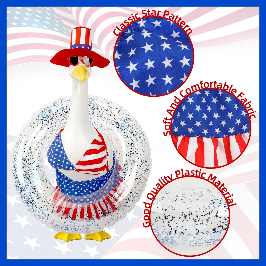 BOARDFEB 4-Piece Patriotic Porch Goose Outfit Set, Summer Goose Independence Day Clothes Sculpture Clothes for 23 Inches Porch Goose Garden Lawn Decoration