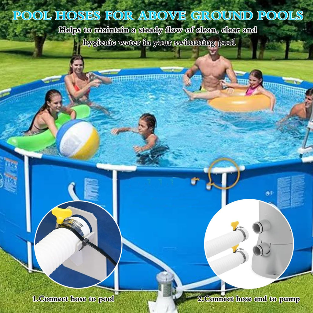 3 Pcs 1.25" Pool Hose, 59" Long Accessory Pool Pump Replacement Hoses, Compatible with All Above Ground Pool Filter Pumps that Use 1 1/4 Diameter Hoses