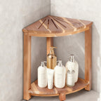 Bathroom Corner Shower Stool with Storage Shelf, Shower Feet Stool, Non-Slip Adjustable Feet Drain Holes, for Shaving Legs, SpacemSaving Shower Bench with Storage for Small Spaces