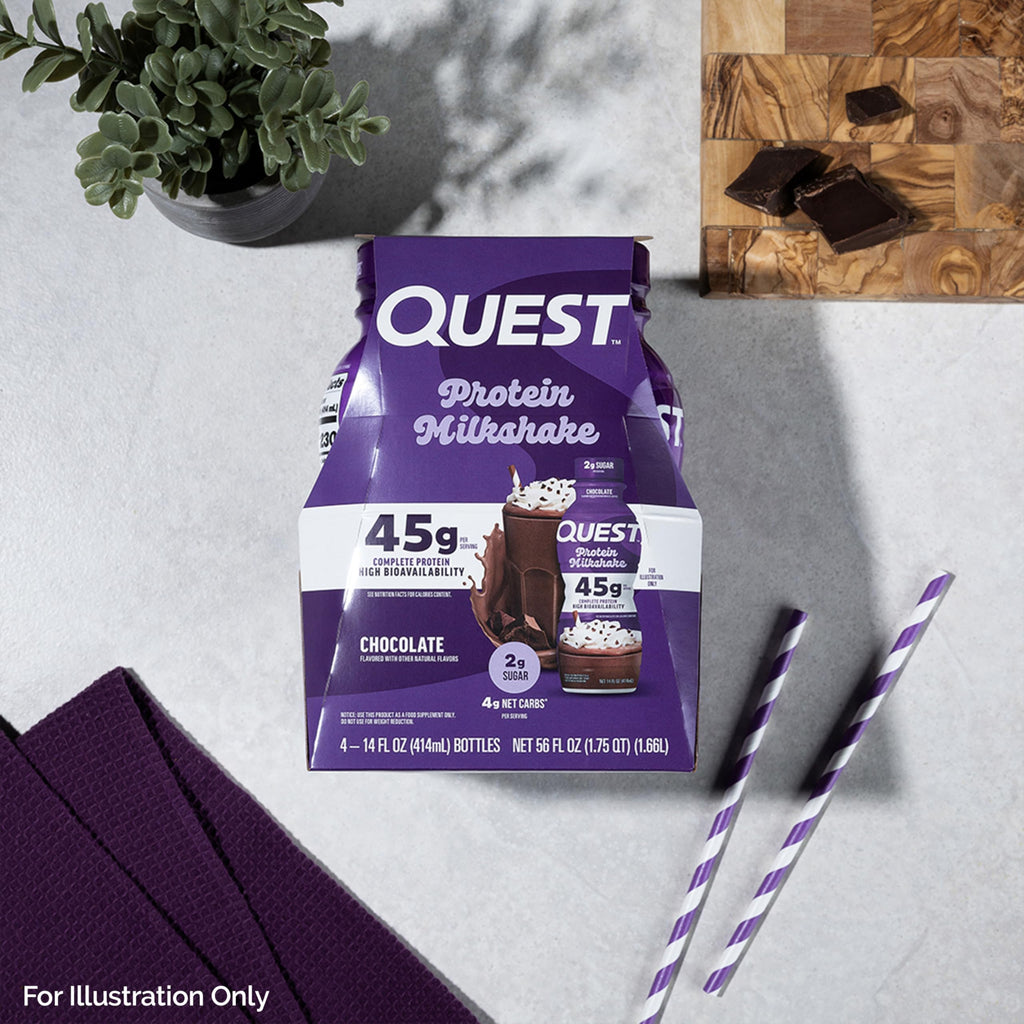 Quest Nutrition Chocolate Protein Shake, 45g Protein, 2g Sugar, 4g Net Carbs, Ready to Drink, Gluten Free, 12 Count