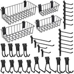 MENEONE Heavy-Duty Slatwall Baskets and Hooks - Slatwall Accessories for Standard Slatwall Panels | Ideal for Organizing Garages and Workshops
