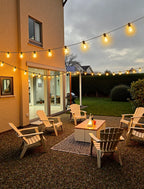 Larkvue 50FT(2x25FT) Solar String Lights Outdoor with Remote, Waterproof Dimmable 3 Modes Patio Lights with 20+2 LED G40 Bulbs for Cafe Bistro-Black
