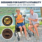 Vive Mobility Upright Walker with Seat - Stand Up Rollator, Arm Rests, Heavy Duty, Folding Medical Aid Scooter for Elderly, Seniors - Walking Assist, Foldable Transport Chair - 300 lb Capacity