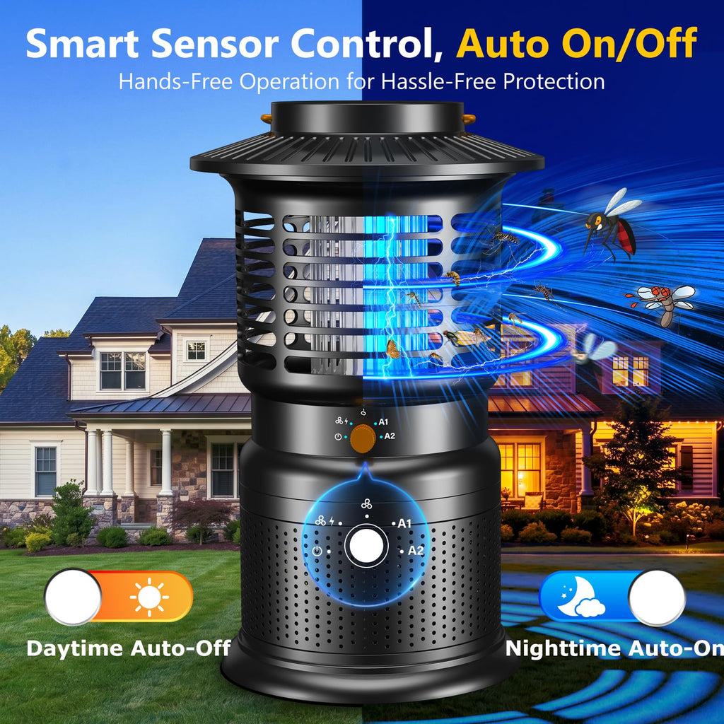 Sayneep Cordless Bug Zapper Outdoor, Rechargeable Mosquito Zapper with 10,000mAh Battery & Dual Zap + Suction Trap | Quiet, Waterproof Electric Fly Zapper for Patio, Bedroom, Kitchen