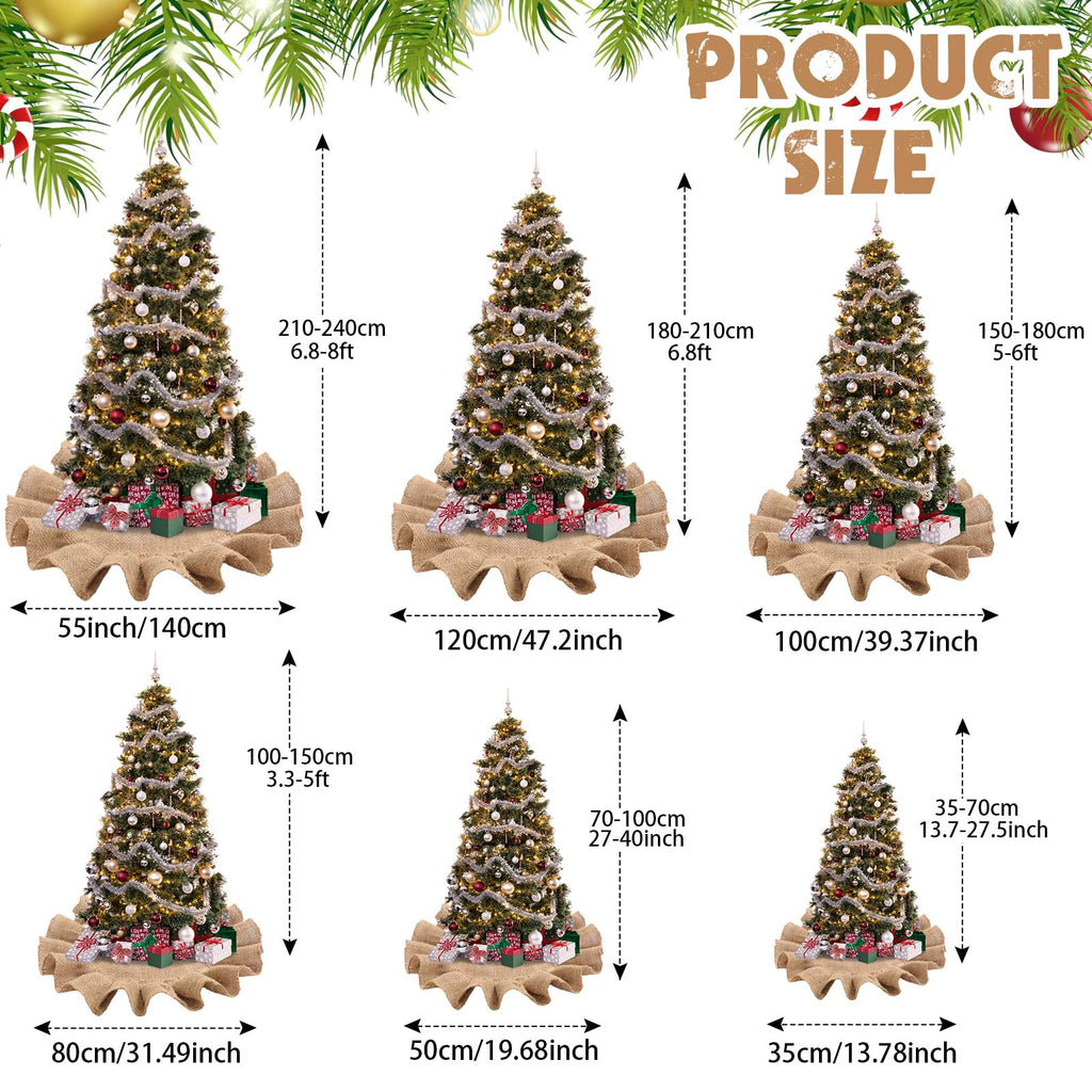 Tatuo 31 Inch Christmas Tree Skirt Decor, Ruffled Burlap Tree Skirt, Linen