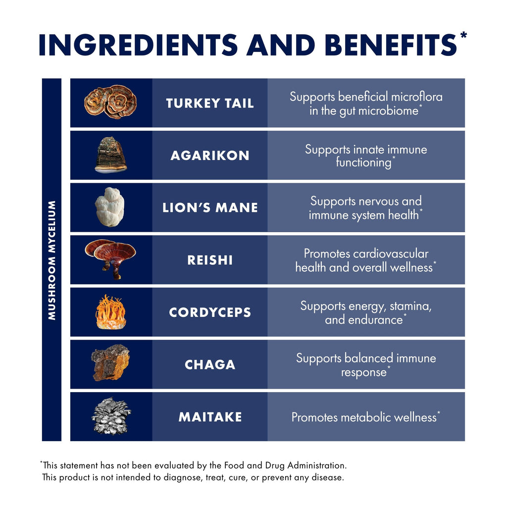 Host Defense MyCommunity Capsules - 17 Species Blend Mushroom Supplement for Immune Support - Herbal Aid with Lion's Mane, Reishi, Chaga, Cordyceps, Turkey Tail & More - 30 Capsules (15 Servings)*