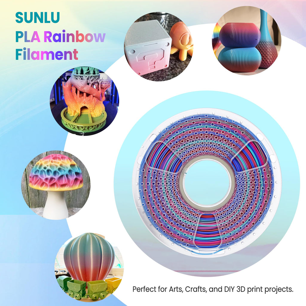 SUNLU 4KG Rainbow PLA Filament Bundle Multicolor, 4kg in Total