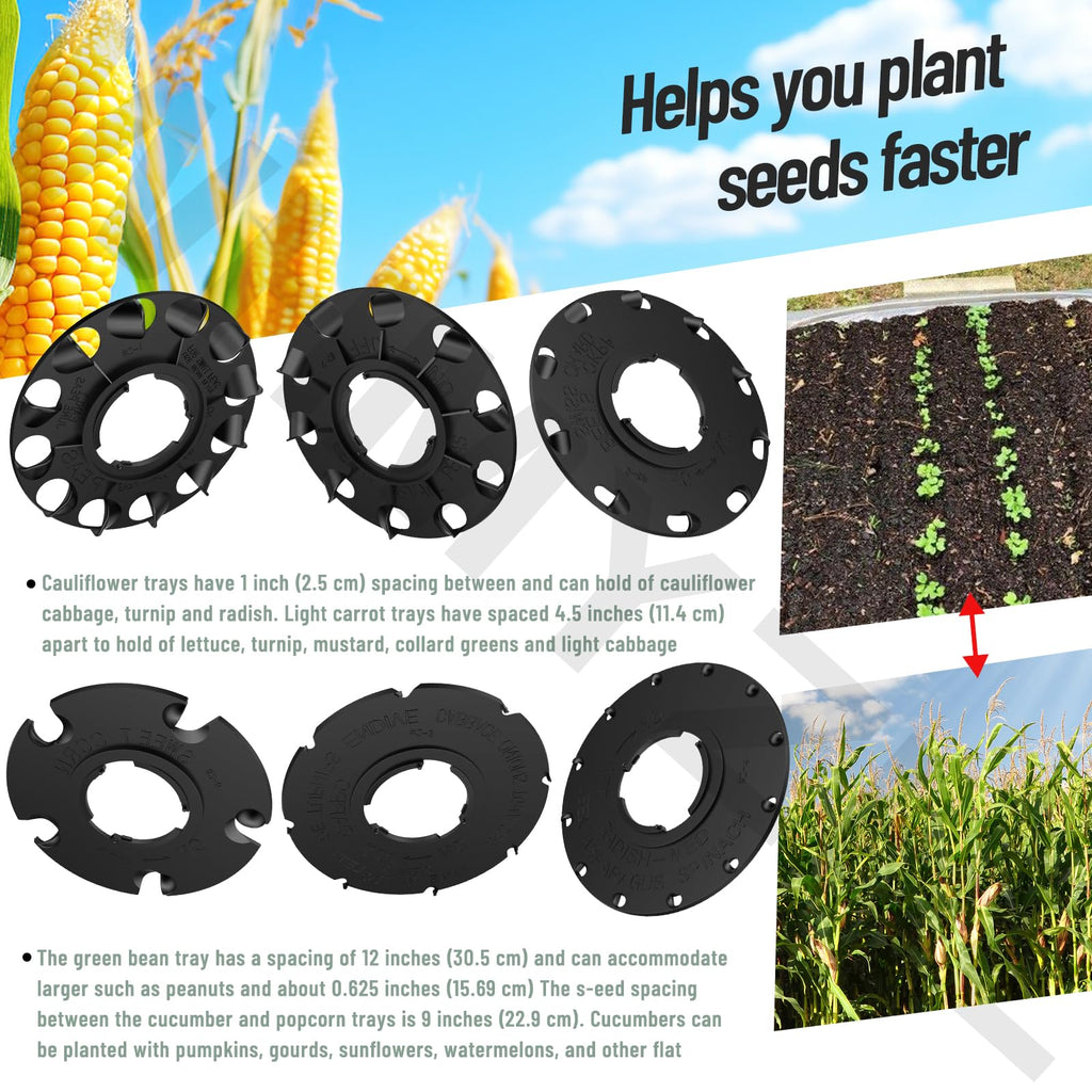 60009 60010 Optional Seed Plate Set for EarthWay 10001 1001-B Garden Seeder, Fits Light Carrot, Popcorn, Cucumber, Lima Bean, Broccoli & Blank Customizable Seed Plate