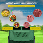 Saicool 43 Gallon Large Dual Chamber Composting Tumbler Outdoor Garden Rotating Compost Bin Tumbling Composter with Sliding Door, Green