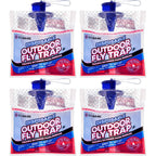 Fly Traps Outdoor Fly Trap for Patio. 4 Non-Toxic Pre-Baited Flies Bags Outdoor Disposable. Hanging Bug Catchers for All Filth Flies Killer for Outside Bug Control in Yard Horse Ranch Trash Can.
