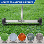 Toolwiz 17" Rolling Magnetic Sweeper 10lbs, with 8 lbs Telescopic Magnetic Pick Up tools with LED light–Lightweight Pick-up Sweeper with Wheels for Nails, Screws & Metal Debris Home Use Workshop