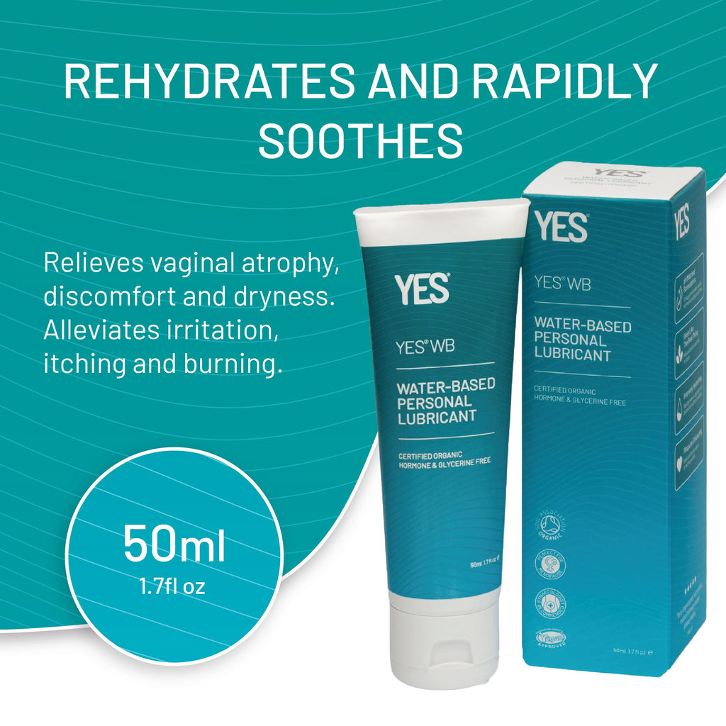 YES WB Water-Based Personal Lubricant | Intensely Hydrating Water-Based Lube | Certified Organic Made Without Hormones or Glycerine | pH Matched