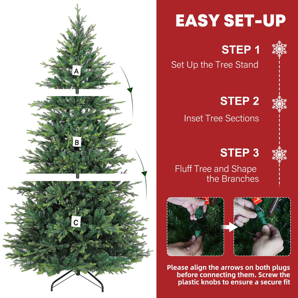 Hykolity 7.5 ft Prelit Christmas Tree with Realistic PE Foliage