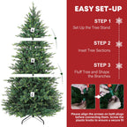 Hykolity 7.5 ft Prelit Christmas Tree with Realistic PE Foliage