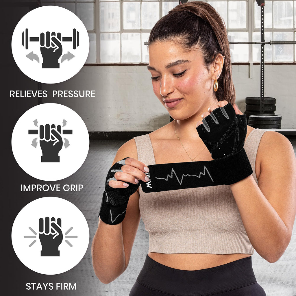 MhIL Workout Gloves for Women ��� Breathable Gym Gloves for Women with Palm Protection and Enhanced Grip ��� Padded Weight Lifting Glove for Womens with Wrist Wraps Support Weightlifting Exercise Cycling