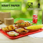 Stock Your Home [250 Pack] Medium Disposable Brown Kraft Paper Food Trays, 1-Lb Concession Tray, Serving Boats for Party Snacks, Taco Bar, Seafood, Nachos Plates