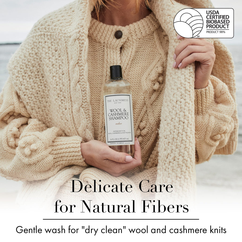 The Laundress Wool & Cashmere Shampoo, 31 Loads, Concentrated Luxury Liquid Laundry Detergent, Cedar Scent, Cold-Water Hand or Machine Wool Wash for Delicate Merino, Mohair & Knit Blends, Pack of 2